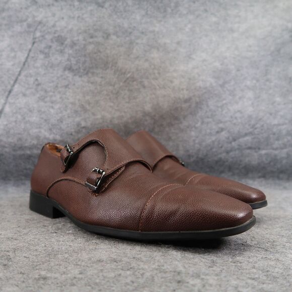 Madden Shoe Men 8.5 Oxford Double Monk Strap Buckle Cap Toe Classic Formal Brown - Picture 1 of 16